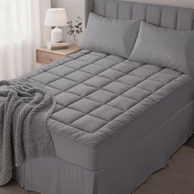 OLANLY Twin XL Quilted Fitted Mattress Pad, Elastic Fitted Mattress Topper, Cooling Soft Mattress Cover Stretches up to 21 Inches Deep, Machine Washable Mattress Protector (39x80 inch, Dark Grey)