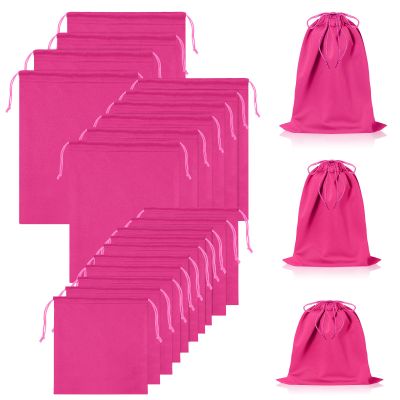20 Pcs Satin Game Storage Bags for Women Men, M,L,XL, Hot Pink