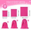 20 Pcs Satin Game Storage Bags for Women Men, M,L,XL, Hot Pink view 2