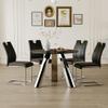 42-inch Round Dining Table and Chair - Strong Stainless Steel Legs, Sintered Stone Top, Black Chairs with Silver Metal Legs for A Stable Arrangement Stylish Trendsetting view 2