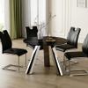 42-inch Round Dining Table and Chair - Strong Stainless Steel Legs, Sintered Stone Top, Black Chairs with Silver Metal Legs for A Stable Arrangement Stylish Trendsetting view 4
