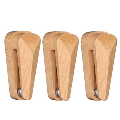 Adhesive Hooks, Self Adhesive Beech Wood Towel Hooks, Unique Carbon Steel Ball Multifunctional No Drilling Wall Mount Towel Holder, for Cupboards Kitchen Bedroo (3 Pack)