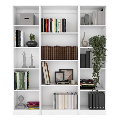 agnixnaf 3 Piece Living Room Set with 3 Bookcases,Bookshelves Organizer for Home Office,Living Room,Bed Room,White