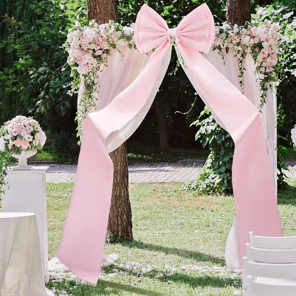 Wavwavw Baby Shower Giant Pink Bow Decor Oversized Big Bows Decoration for Room Wall Backdrop 75x18 Inch Ribbon Tie for Wedding Birthday Party Baby Shower Photography Background Supplies