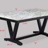 6 Dining Table with Rectangular Faux Marble Top and Black Wooden Structure, Modern Style Base for Dining, view 2