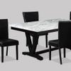 6 Dining Table with Rectangular Faux Marble Top and Black Wooden Structure, Modern Style Base for Dining, view 3