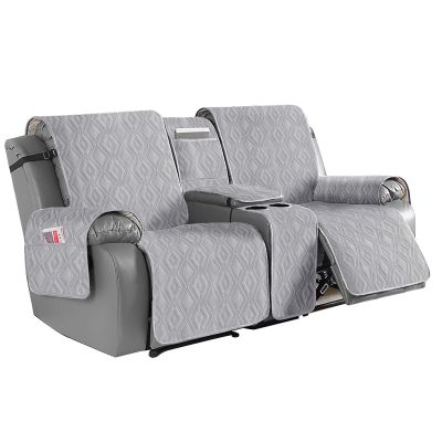 Waterproof Recliner Loveseat Cover with Center Console Furniture Protector for Manual Electric Recliner Chair Cover 4-Piece 2 Seater