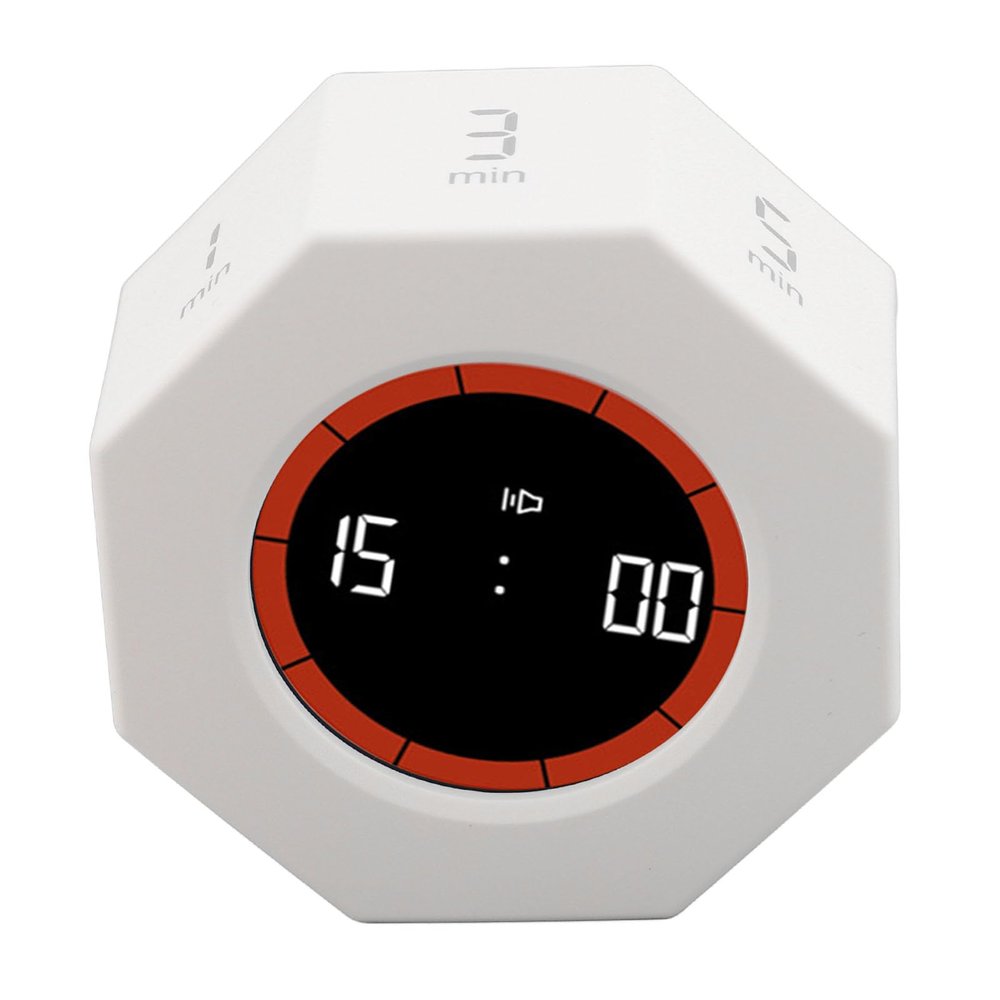 Cube Timer, Rotation Pomodoro Timer, Desk Productivity, with G Sensor for Task Work Study Kitchen 1 3 5 15 30 60 90min Custom Countdown (White)