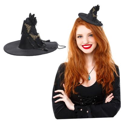 JOINPAYA Small Gothic Witch Hat Hair Clips Party Decoration for Halloween Cosplay Festival Masquerade Hair Pins Accessory for Women