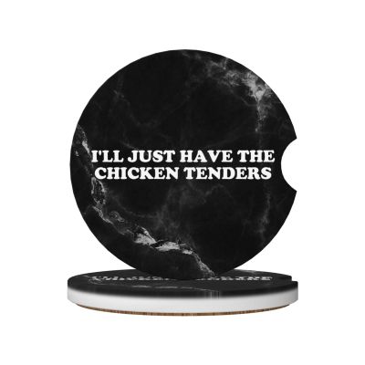 Haebfsl I'll Just Have The Chicken Tenders Absorbent Car Coasters 2 Pack for Cup Holders,Ceramic Coasters with Cork Back and Finger Slot,Cute Cupholder Accessories for Women/Men 2.56"