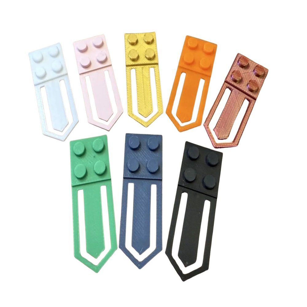 2 PACK Building Brick Compatible Bookmark Fun Novelty Page Holder Clip-On Bookmark for Readers, Kids, and Collectors Figurine Display Accessory (Marble)