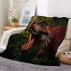 3D Dinosaur Blanket Twin Size - Wildlife Animal Design, Fleece Blanket for Couch Bed & Sofa, Soft Cozy Plush Flannel Dinosaur Room Throw, Gifts & Decor for Plant Leaf Tropical Lovers view 2