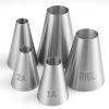 5PCS Large Piping Tips for Cake Decorating Round Hole Piping Tips Set Cupcake Frosting Nozzles Stainless Steel Professional Baking Decoration Tools for Cake Cookies Pastry Fondant Cream Bag Filler view 1