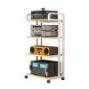 4-Tier Movable AV Media Stand,Audio Video Stand,Wooden Shelf and Steel Frame,for Living Room Gaming Recording Studio,Load Capacity 200KG(White) view 1