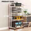 4-Tier Movable AV Media Stand,Audio Video Stand,Wooden Shelf and Steel Frame,for Living Room Gaming Recording Studio,Load Capacity 200KG(White) view 2