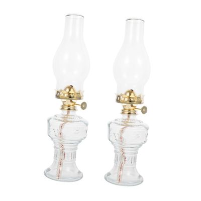 2pcs Retro Glass Kerosene Lamp with Iron for Home Bedroom