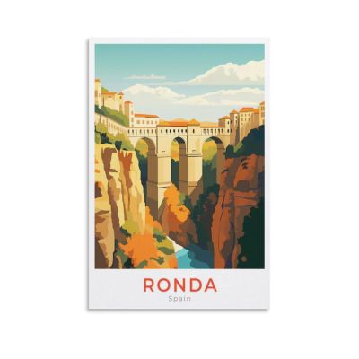 Ronda Spain Travel Poster Canvas Wall Art Print Vintage Travel Framed & Unframed Home Room Decor Picture 08x12inch(20x30cm)