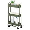 SunnyPoint Slim Rolling Storage Cart, 3 Tier Bathroom Storage Organizer Bathroom, Laundry Utility Cart (Army) view 1