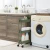 SunnyPoint Slim Rolling Storage Cart, 3 Tier Bathroom Storage Organizer Bathroom, Laundry Utility Cart (Army) view 3