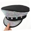 LIOOBO Rhinestone Captain Hat for Cosplay Luxury Sailor Cap for Parties Unisex Outdoor Sun Hat Embellishments Baroque Style Decoration view 4