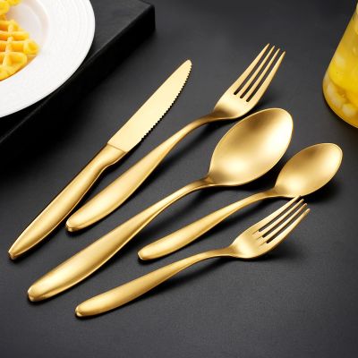 60-Piece for 12 Kitchen Utensil Set Silverware Set Flatware Set Matte Forged Handle Cutlery,Luxury-Tableware,Dishwasher Safe Ergonomic for Formal Occasions Holiday Celebration,Gold