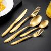 60-Piece for 12 Kitchen Utensil Set Silverware Set Flatware Set Matte Forged Handle Cutlery,Luxury-Tableware,Dishwasher Safe Ergonomic for Formal Occasions Holiday Celebration,Gold view 1