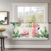 Pink Flamingo Sheer Curtains 54 Inch Long 2 Panels, Retro Summer Palm Leaf Tropical Bird Plants Light Filtering Window Sheer Curtains, Rod Pocket Voile Drapes for Living Room Bedroom, 52x54 view 2