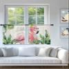 Pink Flamingo Sheer Curtains 54 Inch Long 2 Panels, Retro Summer Palm Leaf Tropical Bird Plants Light Filtering Window Sheer Curtains, Rod Pocket Voile Drapes for Living Room Bedroom, 52x54 view 3