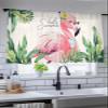 Pink Flamingo Sheer Curtains 54 Inch Long 2 Panels, Retro Summer Palm Leaf Tropical Bird Plants Light Filtering Window Sheer Curtains, Rod Pocket Voile Drapes for Living Room Bedroom, 52x54 view 4