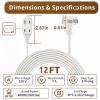 Zlierop Clear Extension Cord 12FT, 3 Outlet Flat Plug, 218 AWG 7A, 1Pack view 2