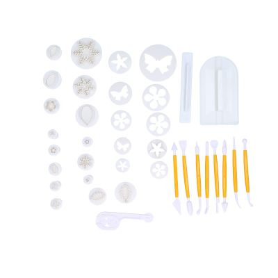 37PCS Fondant Cake Design Set, DIY Cake Decoration Tools for Cakes, Biscuits, Pastries, Food-Grade Plastic, Safe & Easy to Maintain, Includes Roller, Dough Spread & 26