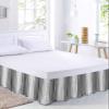 RisQiten Gray Stripe Bed Skirt King Size 18 Inch Drop, Adjustable Elastic Bedskirt Dust Ruffle for King Size Bed, Farmhouse Simple Striped Wrap Around Bed Skirts Luxurious Pleated Bed Frame Cover view 2