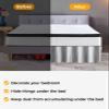 RisQiten Gray Stripe Bed Skirt King Size 18 Inch Drop, Adjustable Elastic Bedskirt Dust Ruffle for King Size Bed, Farmhouse Simple Striped Wrap Around Bed Skirts Luxurious Pleated Bed Frame Cover view 3