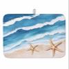 Summer Ocean Beach Dish Drying Mat for Kitchen Counter Blue Gradient Waves Starfish Highly Absorbent Dish Drainer 16 x 18 Inches Dish Drying Pad for Kitchen Counter, Sink, Draining Racks 1PCS view 1