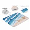 Summer Ocean Beach Dish Drying Mat for Kitchen Counter Blue Gradient Waves Starfish Highly Absorbent Dish Drainer 16 x 18 Inches Dish Drying Pad for Kitchen Counter, Sink, Draining Racks 1PCS view 2