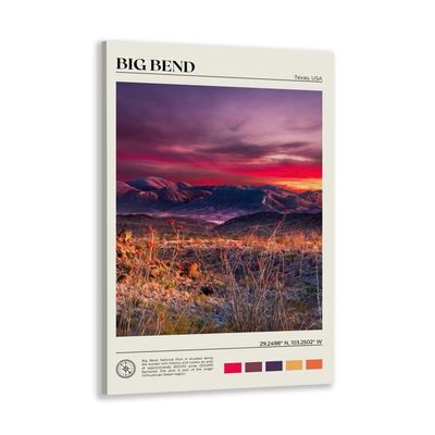 JYscillate Big Bend National Park Sunset Landscape Canvas Print Wall Art Natural Poster Texas Mountain Range Picture Urban Landmark Wall Decor for Living RoomBedroomOffice Gallery 12x18inch Framed