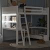 Full Size Loft Bed with L-Shaped Multi-Storage Desk, LED Light and USB Charging Station, Storage Bench with 2 Drawers, White view 3