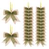 PATIKIL 4 Inch Mini Burlap Bows for Crafts, 24 Pcs Handmade Bow Knot Double Layer Ornament Bow Pre-Tied Bowknot for Festival Holiday Party Supplies, Beige/Green view 1