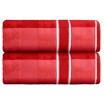 2-Piece Towel Set - 35x70in Extra Large Bath Towels - 500 GSM 100% Cotton Bath Towels - Absorbent Sheets for Shower, Gym, Spa, and Dorm Room by Lavish Home (Red)