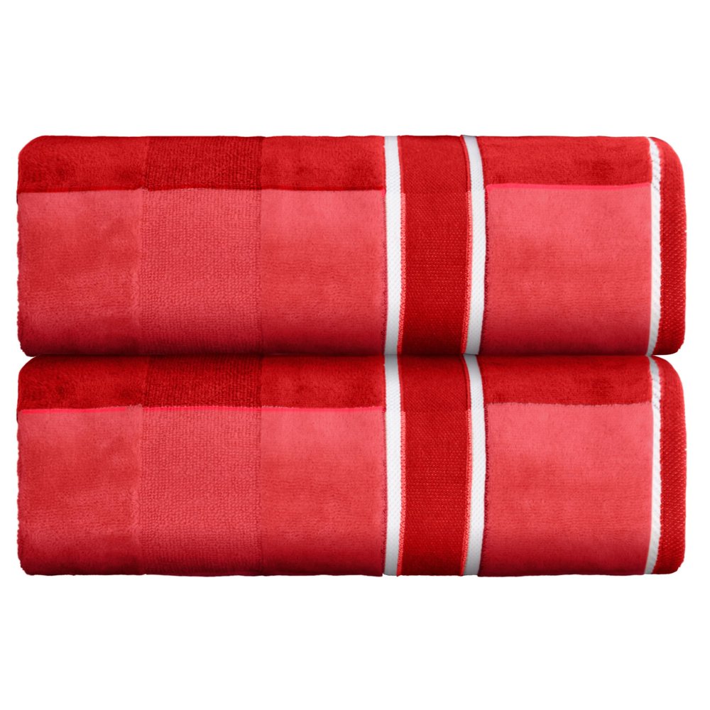 2-Piece Towel Set - 35x70in Extra Large Bath Towels - 500 GSM 100% Cotton Bath Towels - Absorbent Sheets for Shower, Gym, Spa, and Dorm Room by Lavish Home (Red)