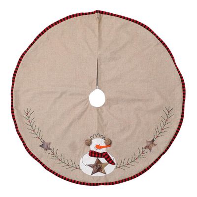 Ciieeo Xmas Tree Skirt Snowman Design Christmas Tree Mat for Festive Home Decor for Holiday Parties and Decorations