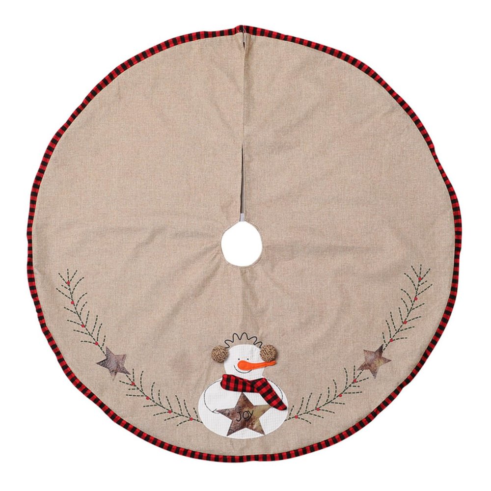 Ciieeo Xmas Tree Skirt Snowman Design Christmas Tree Mat for Festive Home Decor for Holiday Parties and Decorations