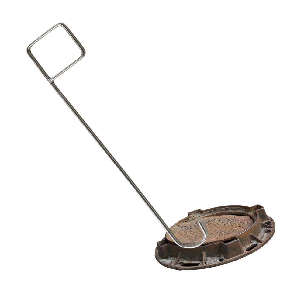 LZMZMQ Manhole Hook 24 40 59 Inch, Handhole Lid Hook for Faucet Lid/Septic Tanks/Vault/Riser Covers, Square Handle & Semicircular Curved Hook Manhole Pullers(L 100CM/40IN)