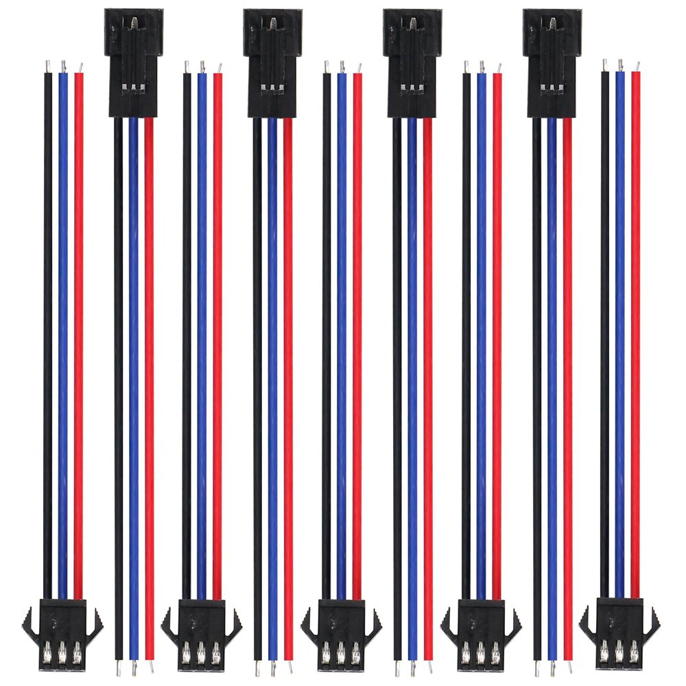 10Pairs JST SM 3Pins Plug Male to Female Wire Connector Adapter 20cm 22AWG