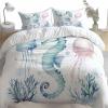 Twin Reversible Duvet Cover 3 Pieces Seahorse, Soft Brushed Microfiber Bedding Set 69 X 91 Inches for Kids & Adults, Beige Comforter Cover with Zipper Closure & 2 Pillow Shams view 1