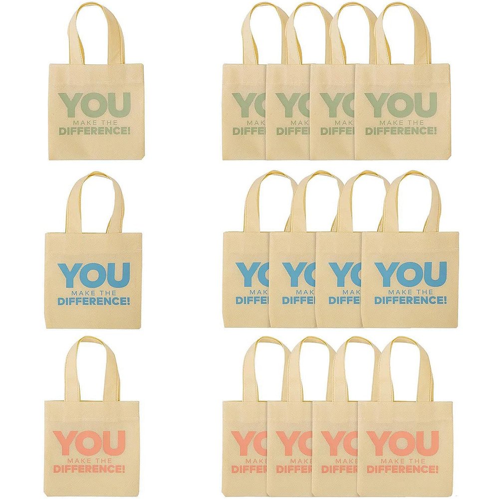 Fun Express 6" X 6" Mini You Make The Difference Appreciation Nonwoven Totes - 12 Pieces