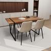 59" Natural Wood Dining Table and Dining Chair 4 Set, Wooden Kitchen Dining Table Set, Rectangular Metal Base, Dining Table and Suede Chair view 2