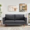 65'' Faux Leather Sofas for Living Room, Black Couch Loveseat Small Spaces Bedroom with Solid Wooden e and Padded Cushion, Mid Century Modern Decor Love Seats Furniture, Black view 2