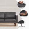 65'' Faux Leather Sofas for Living Room, Black Couch Loveseat Small Spaces Bedroom with Solid Wooden e and Padded Cushion, Mid Century Modern Decor Love Seats Furniture, Black view 4