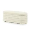 Modern Oval Storage Ottoman Bench, Upholstered Boucle Teddy Fabric End of Bed Bench with Storage, End of Bed Stool with Safety Hinge for Bedroom, Living Room, Entryway, Cream view 3